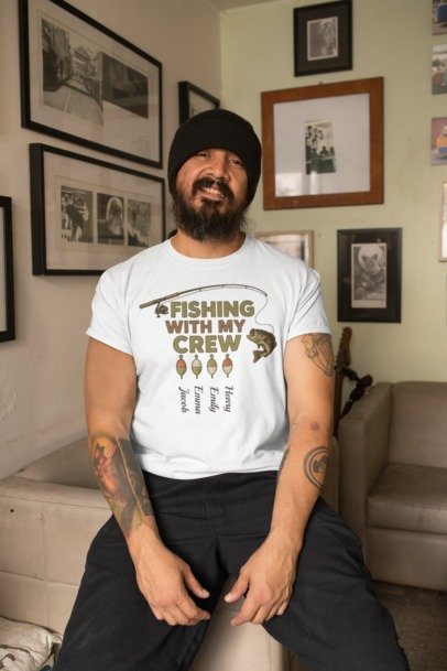 Mockup of a Bearded Man with Tattoos Wearing a T-Shirt Indoors 32838